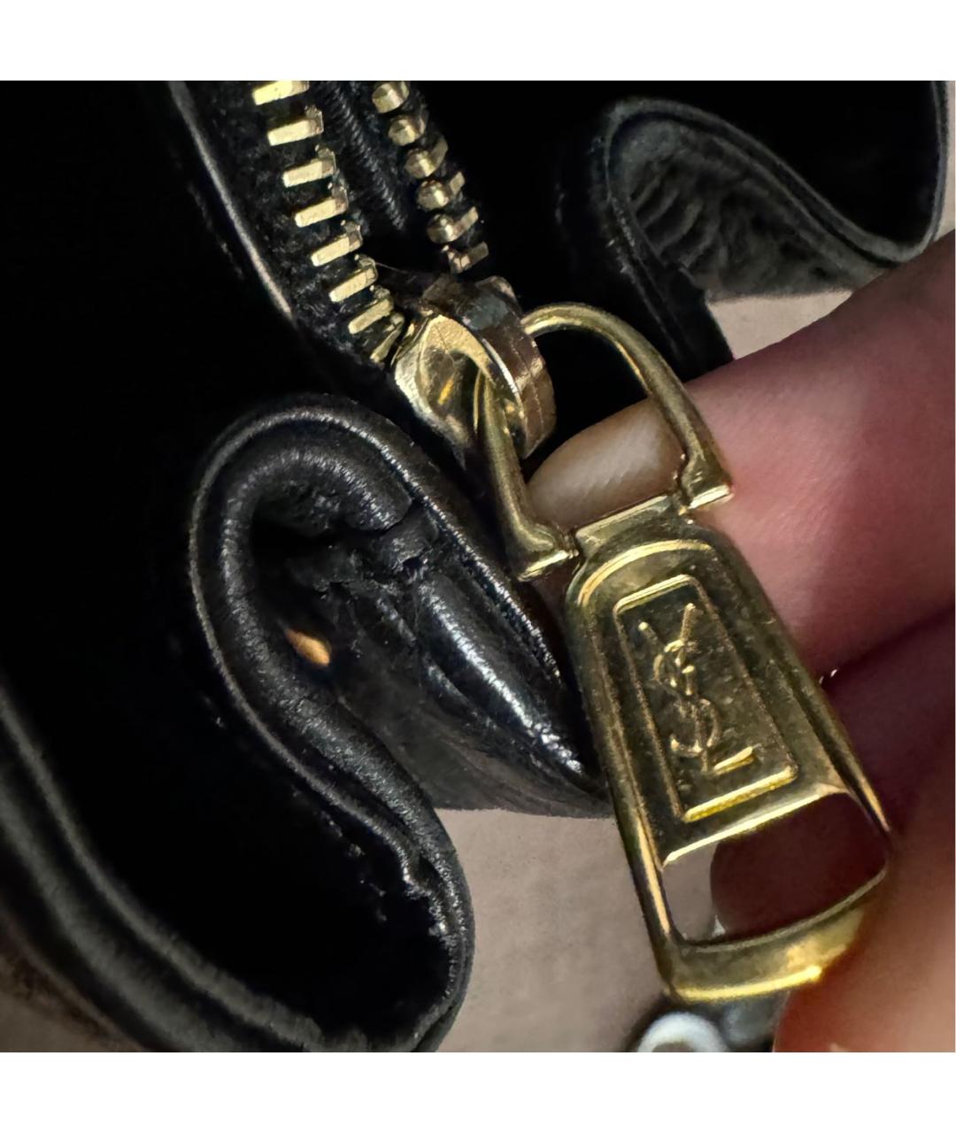 YVES SAINT LAURENT VINTAGE Черная кожаная сумка через плечо, фото 6