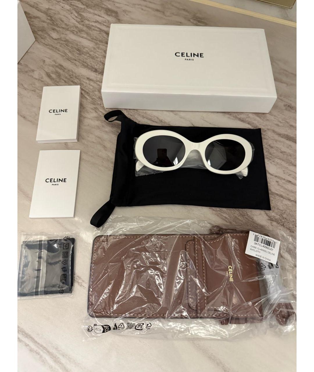 CELINE Белые пластиковые солнцезащитные очки, фото 2