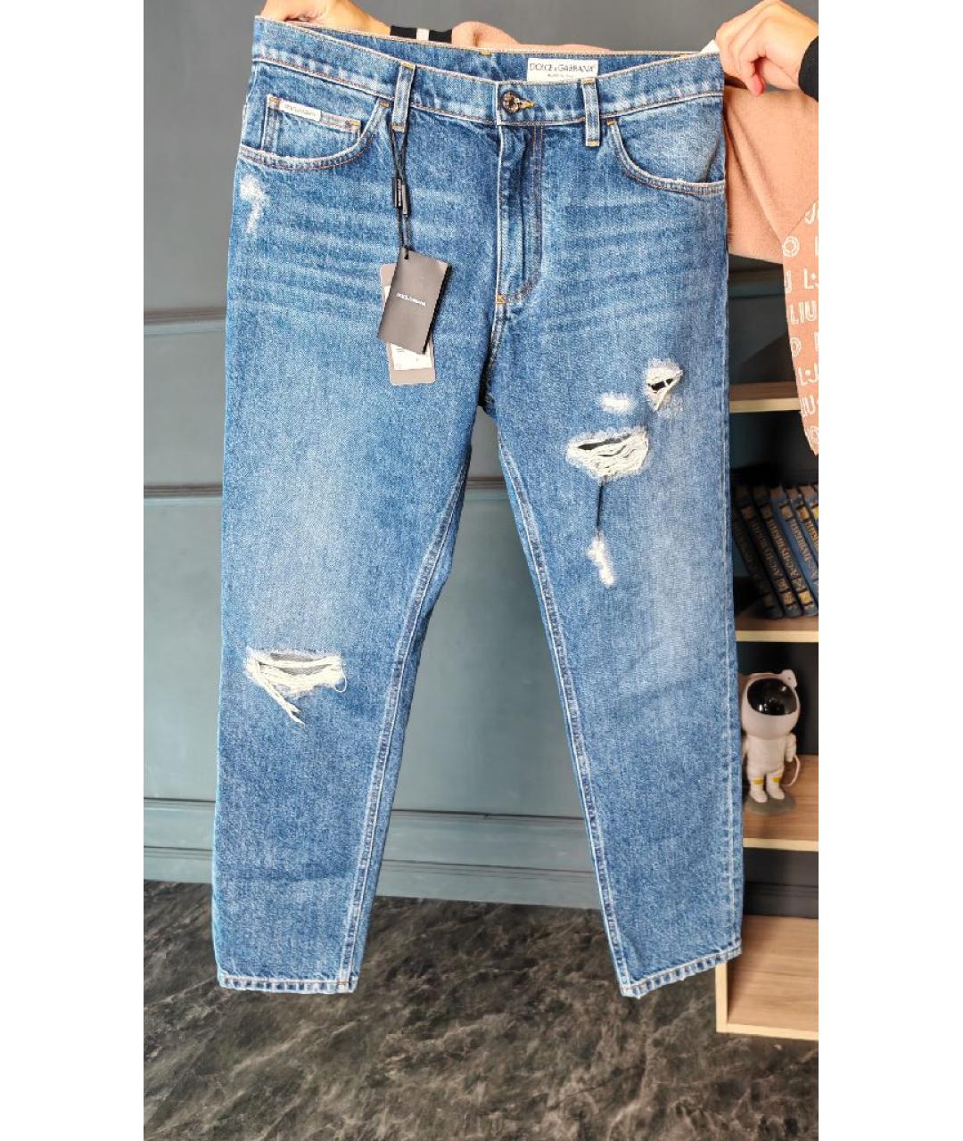 DOLCE&GABBANA Синие хлопковые джинсы скинни, фото 5