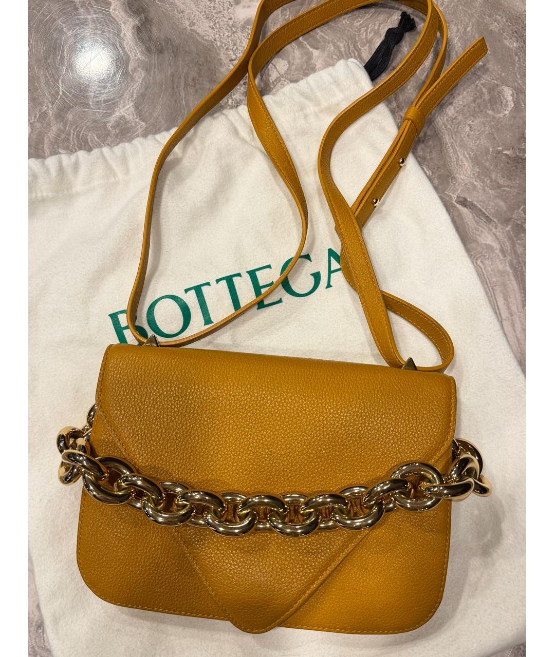 BOTTEGA VENETA Горчичная кожаная сумка через плечо, фото 5