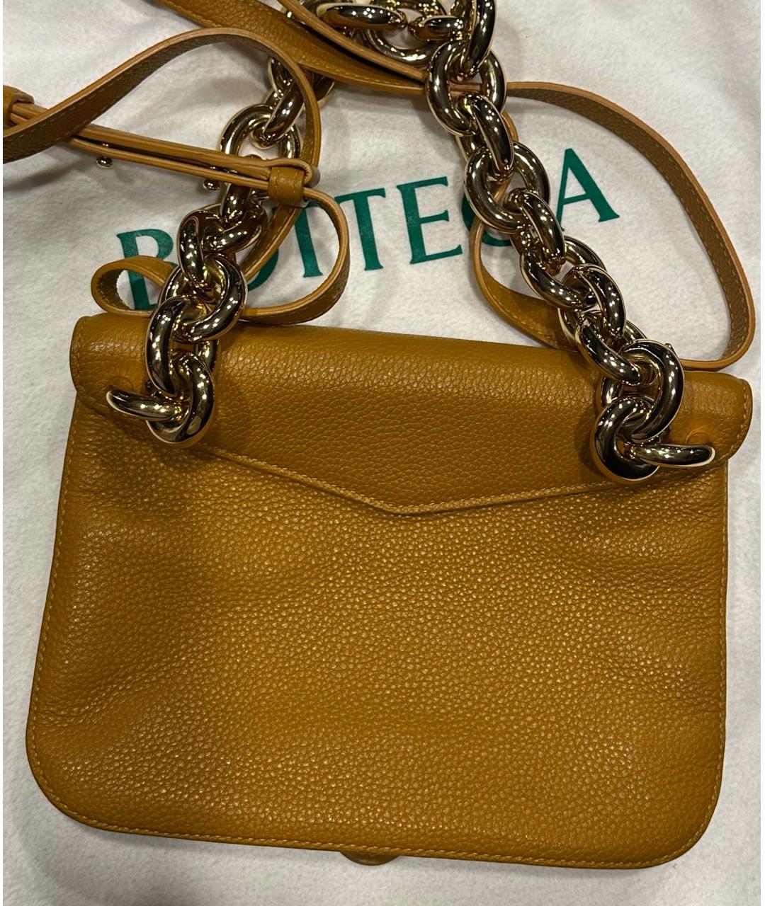BOTTEGA VENETA Горчичная кожаная сумка через плечо, фото 2
