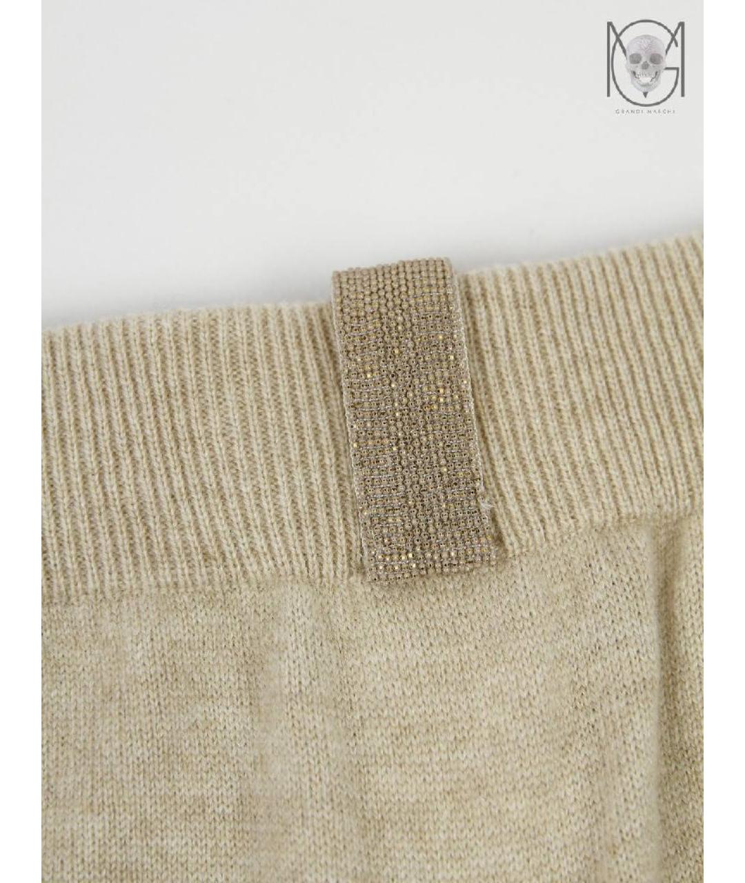 FABIANA FILIPPI Бежевые шерстяные брюки широкие, фото 8