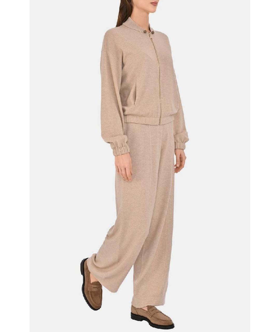 FABIANA FILIPPI Бежевые шерстяные брюки широкие, фото 5