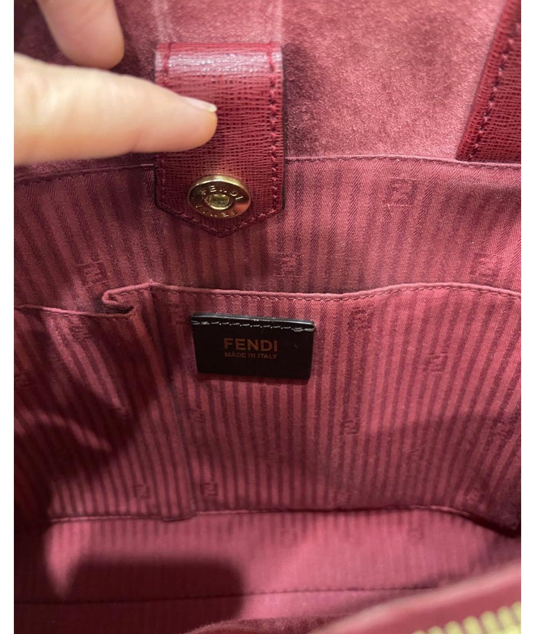 FENDI Красная кожаная сумка с короткими ручками, фото 7