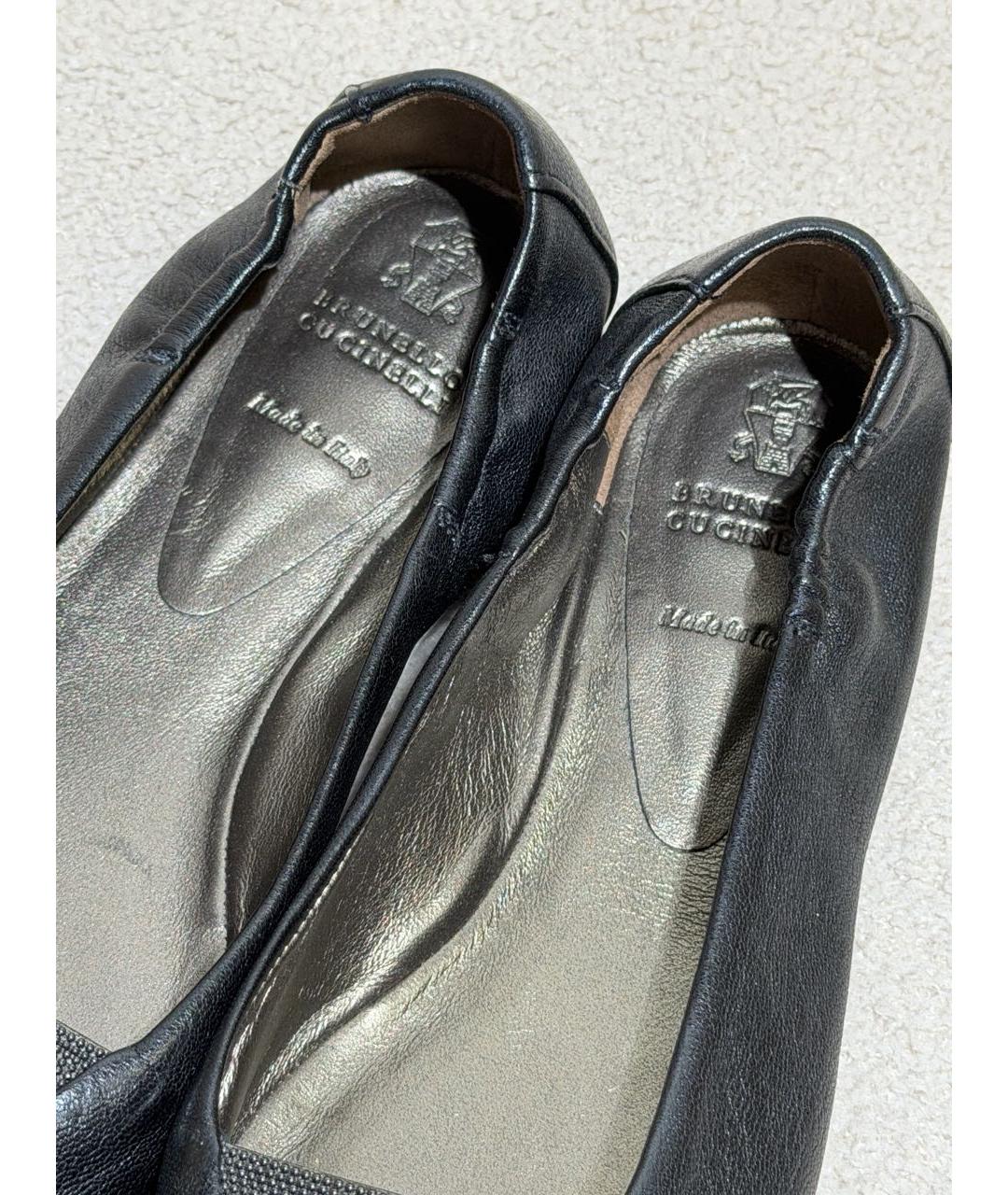 BRUNELLO CUCINELLI Черные кожаные балетки, фото 3