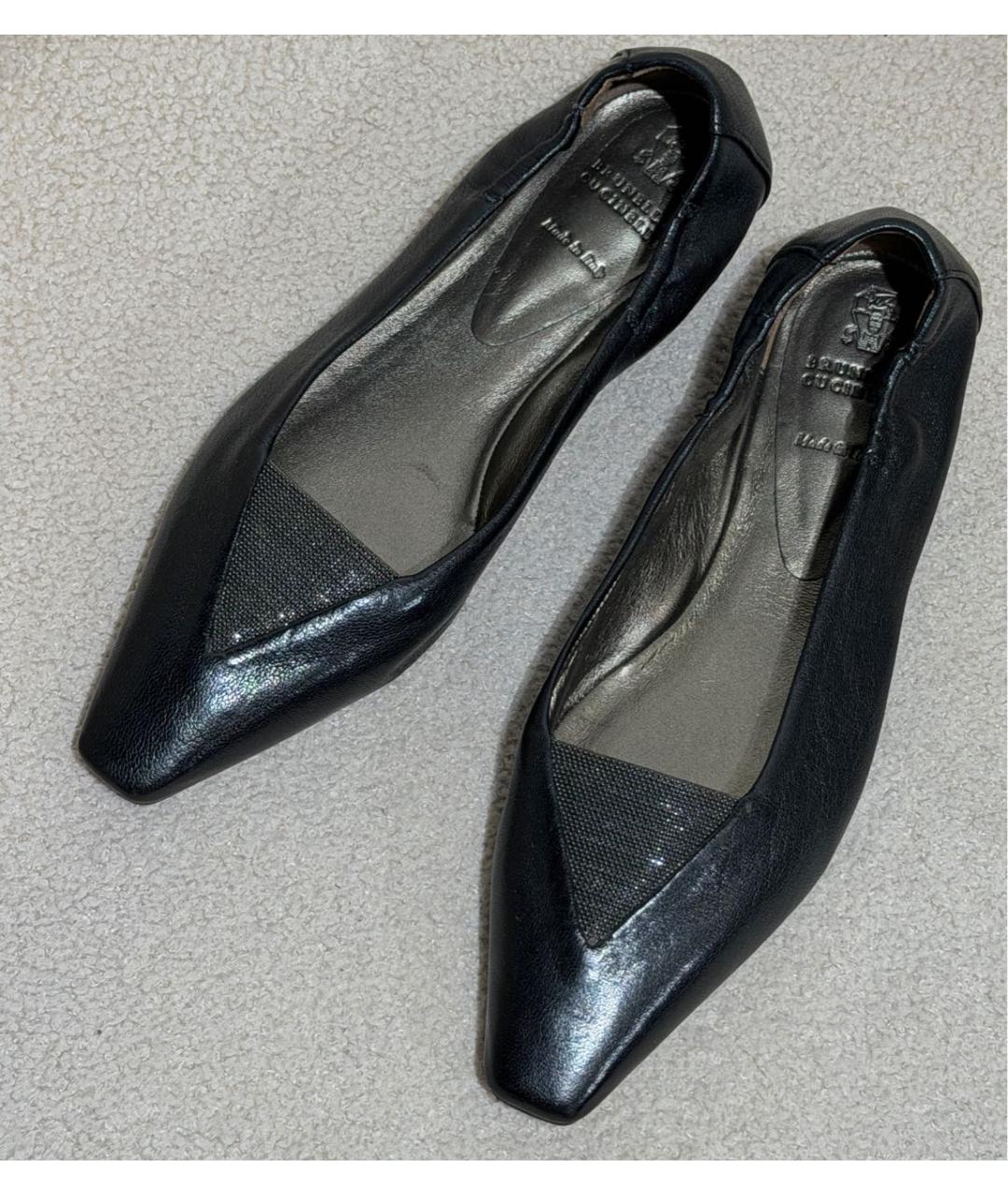 BRUNELLO CUCINELLI Черные кожаные балетки, фото 5