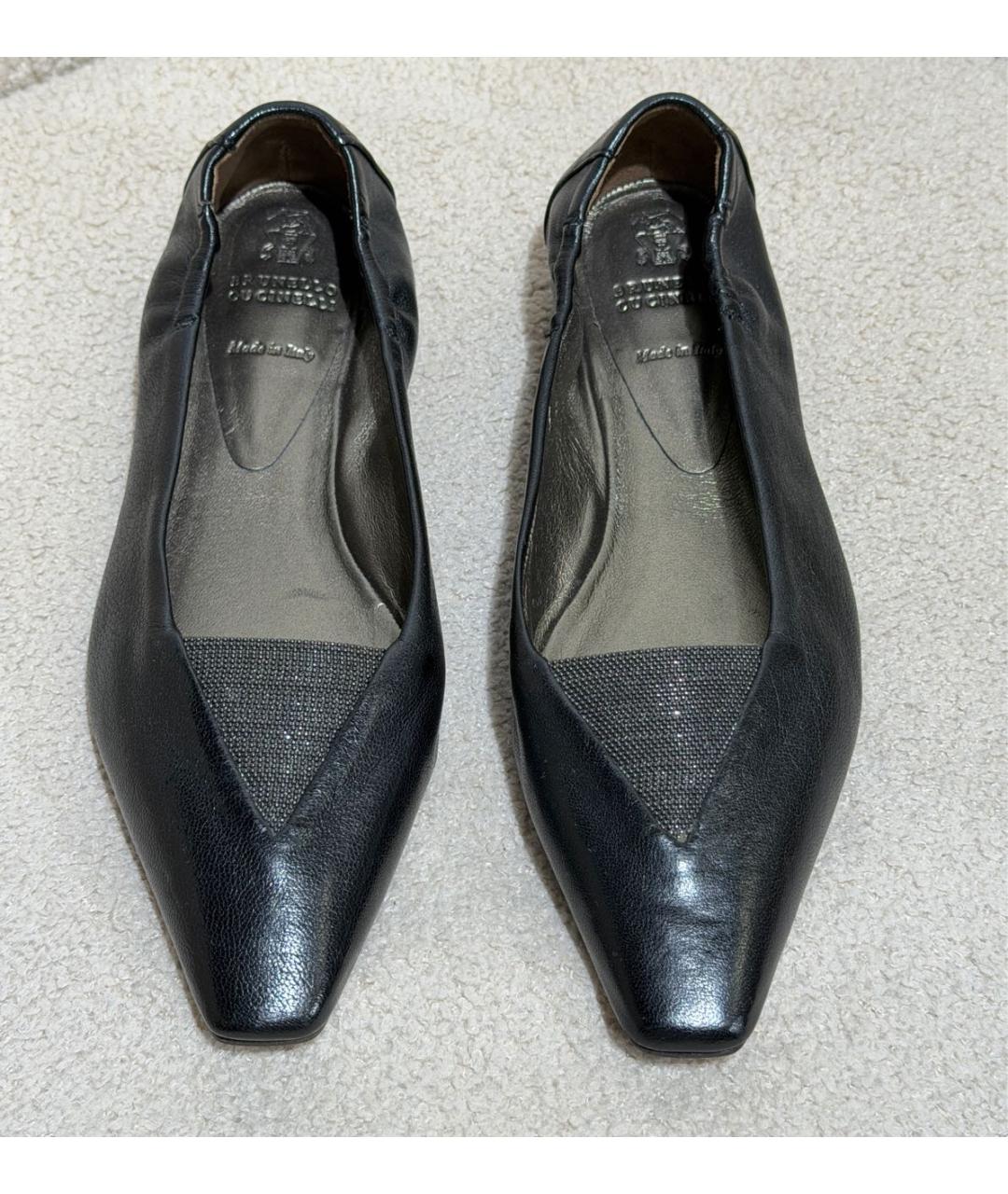 BRUNELLO CUCINELLI Черные кожаные балетки, фото 2