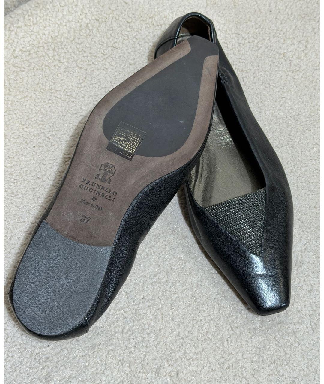 BRUNELLO CUCINELLI Черные кожаные балетки, фото 7