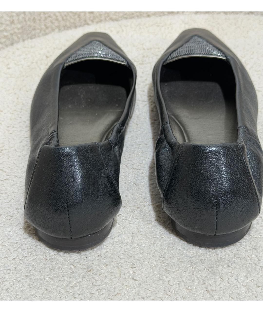 BRUNELLO CUCINELLI Черные кожаные балетки, фото 4
