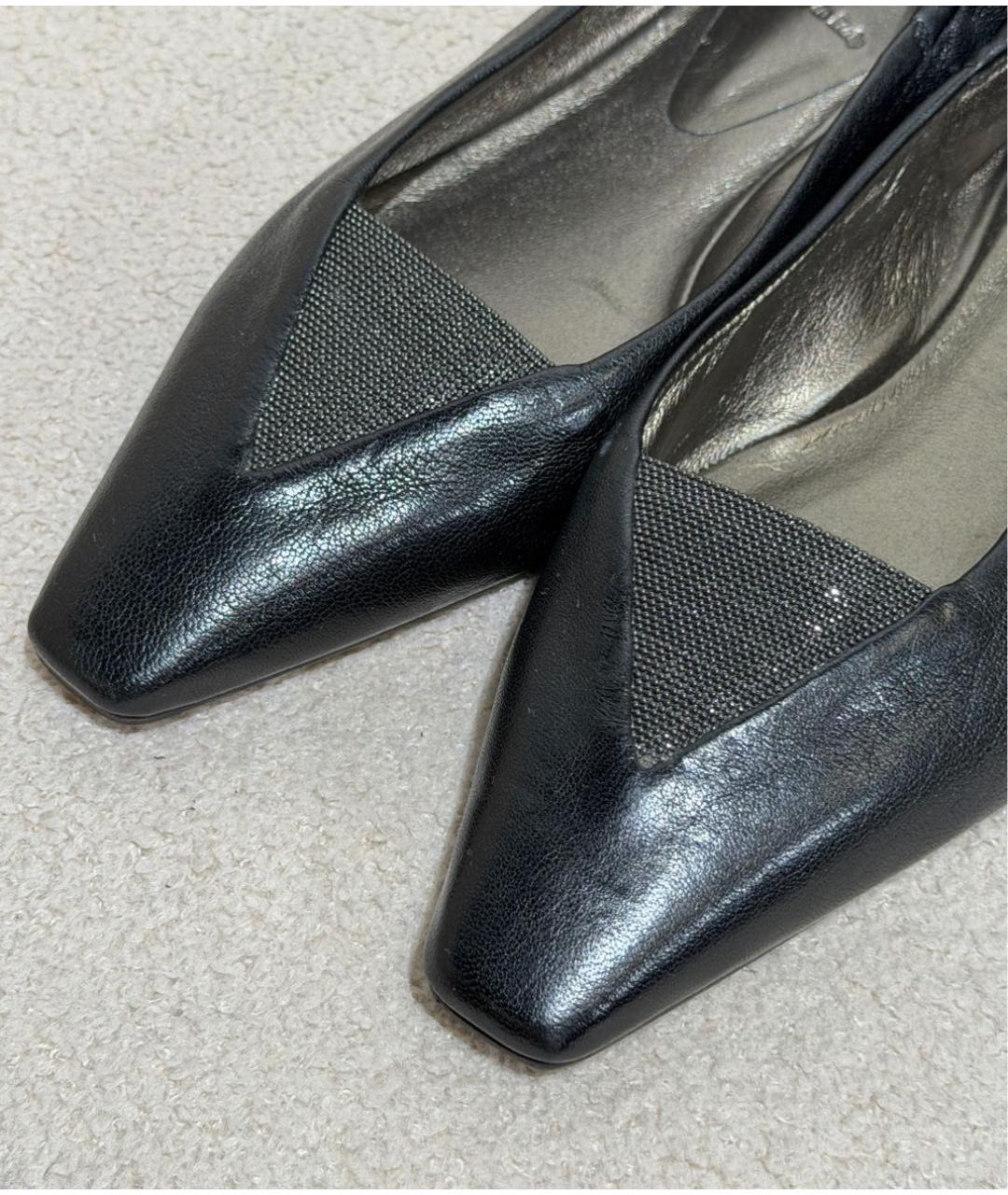 BRUNELLO CUCINELLI Черные кожаные балетки, фото 6