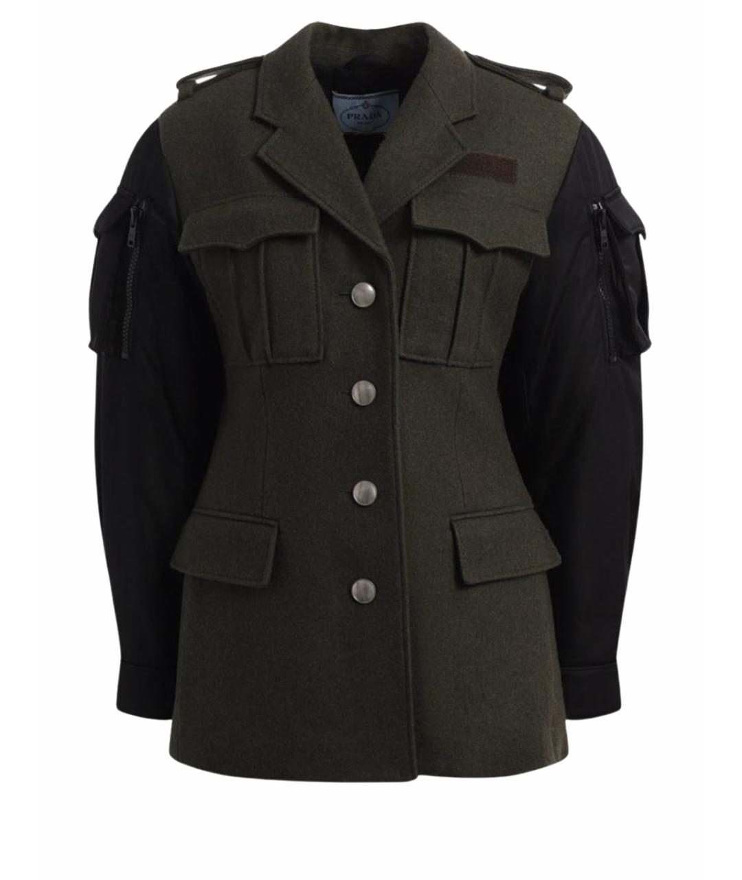 PRADA Хаки шерстяная куртка, фото 1