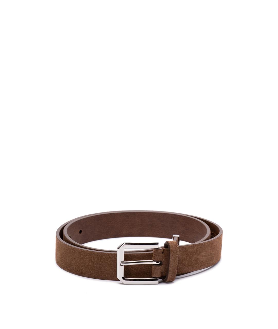 BRUNELLO CUCINELLI Коричневый кожаный ремень, фото 1