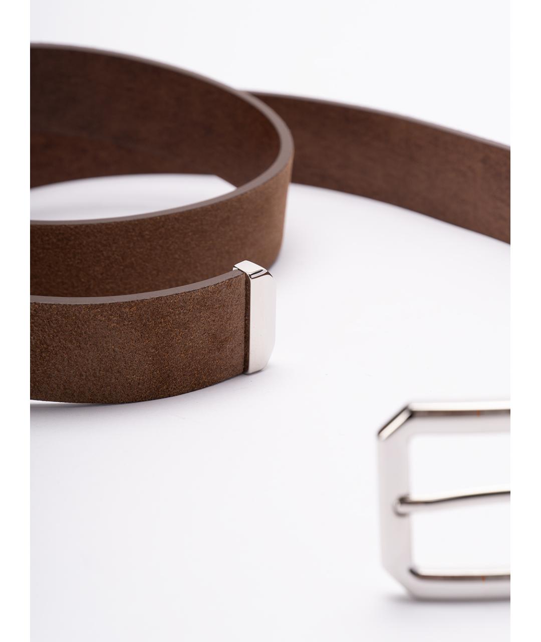 BRUNELLO CUCINELLI Коричневый кожаный ремень, фото 2