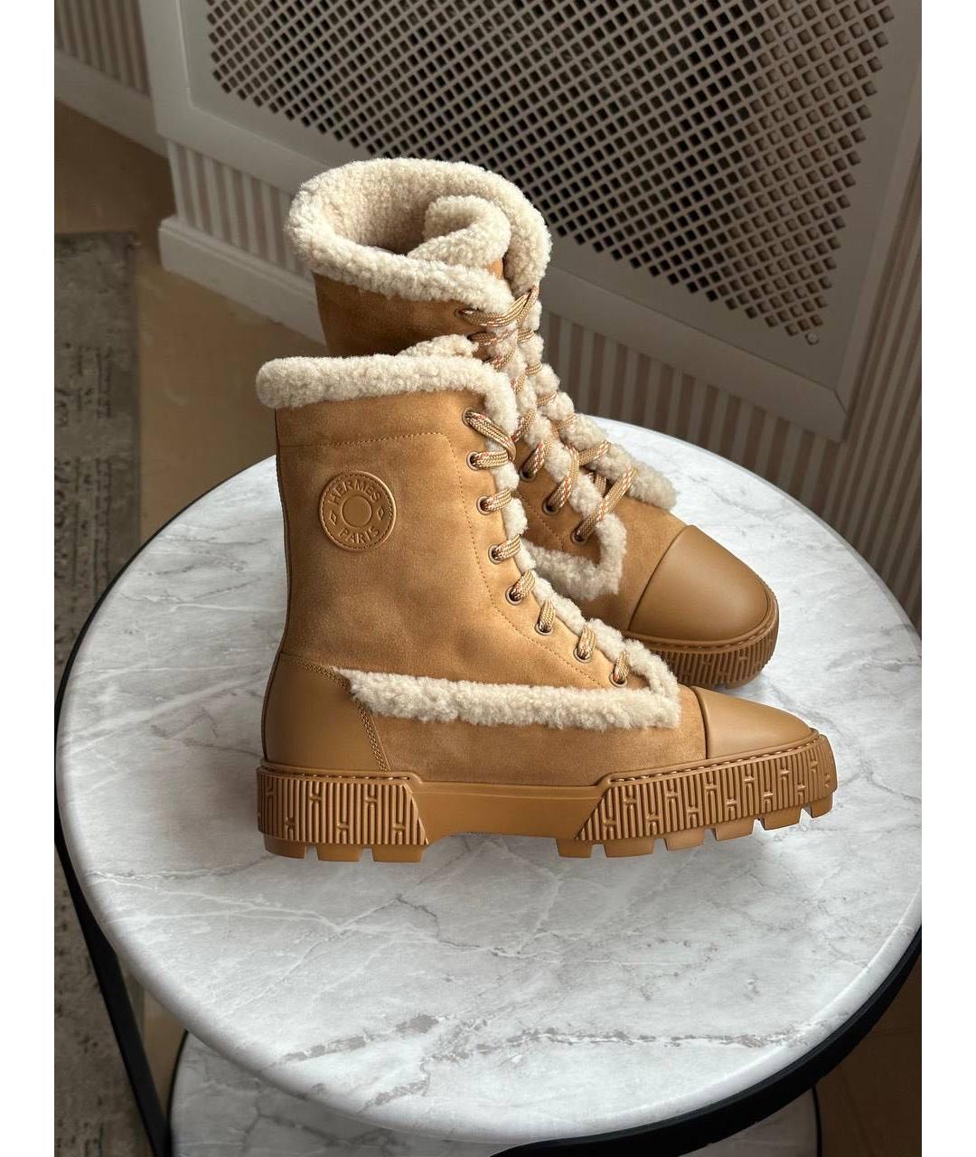 HERMES Коричневые кожаные ботинки, фото 2