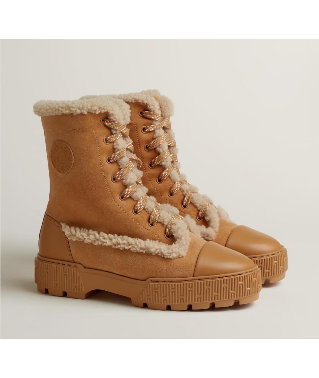 HERMES Коричневые кожаные ботинки, фото 3