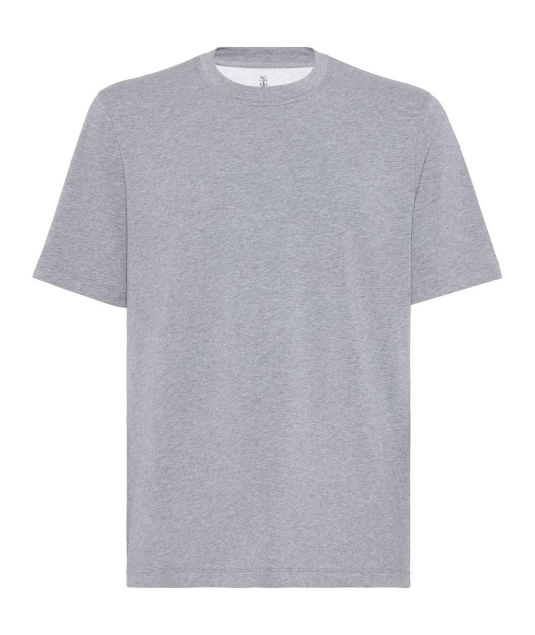 BRUNELLO CUCINELLI Серая хлопковая футболка, фото 1