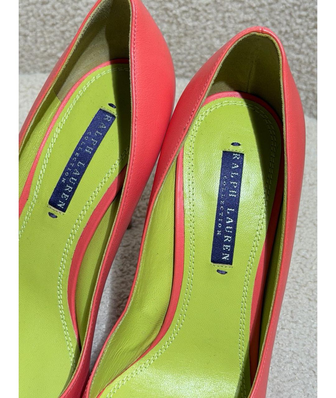 RALPH LAUREN PURPLE LABEL Коралловые кожаные туфли, фото 3