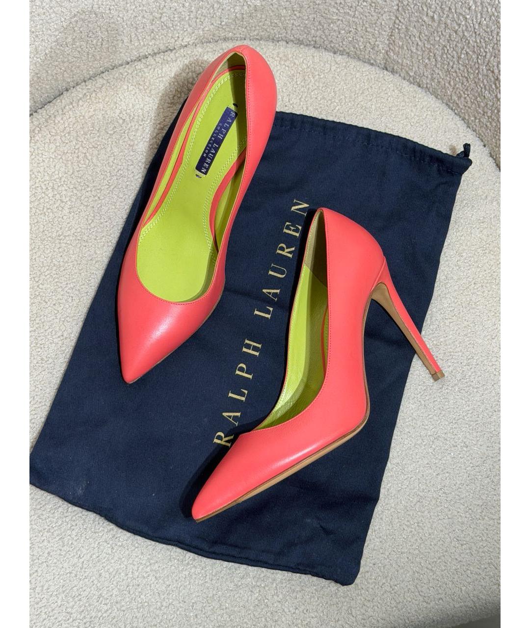 RALPH LAUREN PURPLE LABEL Коралловые кожаные туфли, фото 5