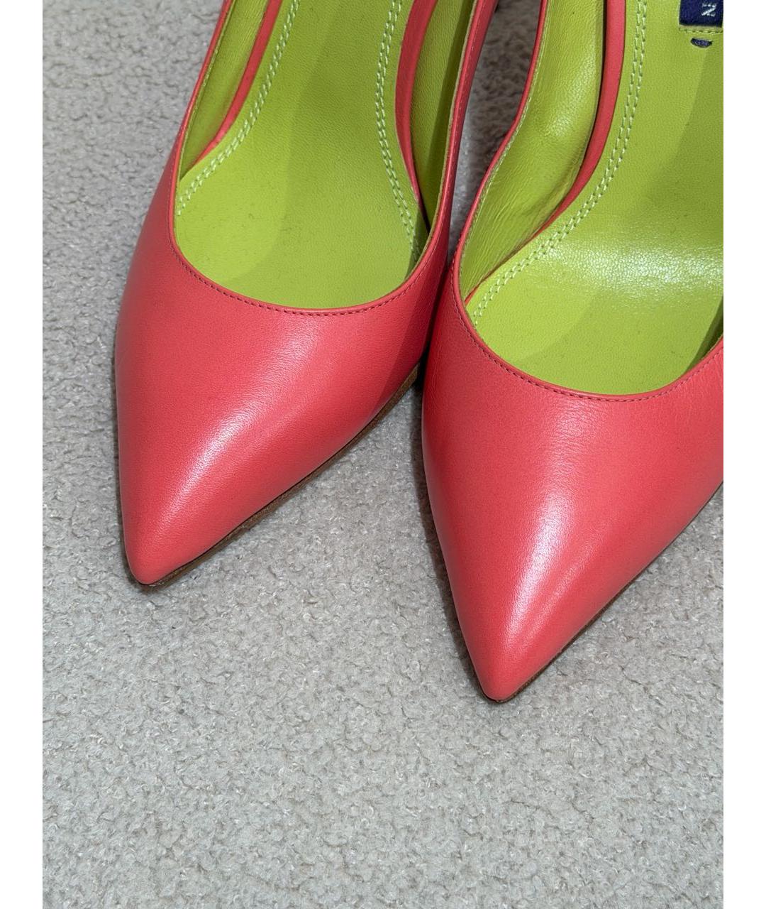RALPH LAUREN PURPLE LABEL Коралловые кожаные туфли, фото 6