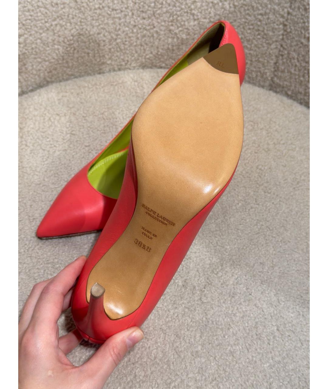 RALPH LAUREN PURPLE LABEL Коралловые кожаные туфли, фото 7