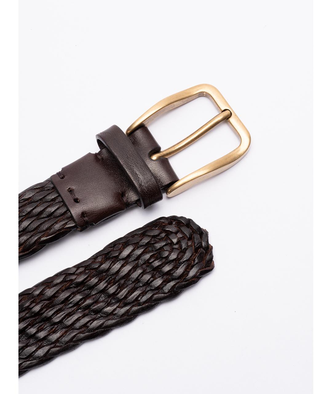 BRUNELLO CUCINELLI Коричневый кожаный ремень, фото 2