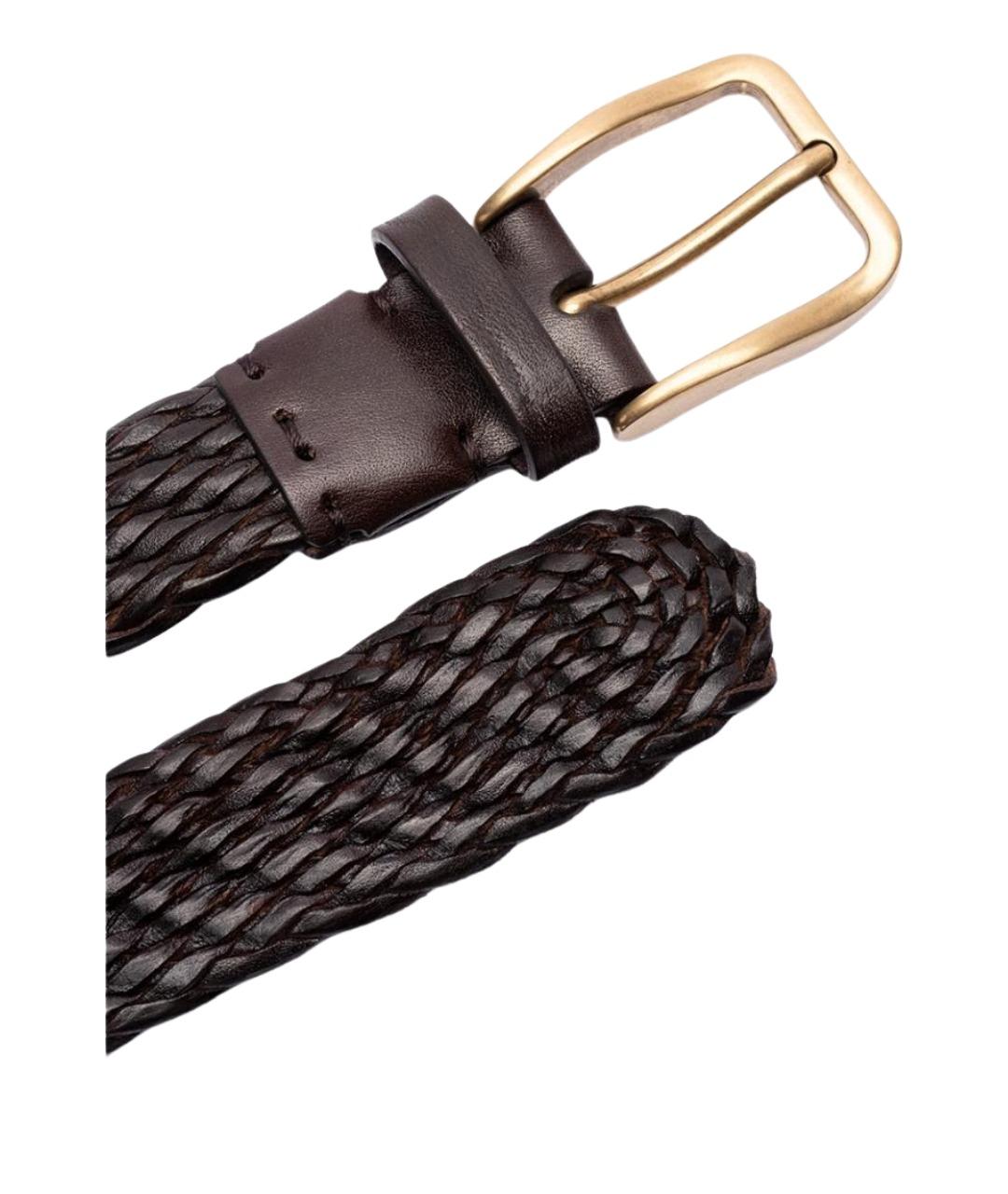 BRUNELLO CUCINELLI Коричневый кожаный ремень, фото 2