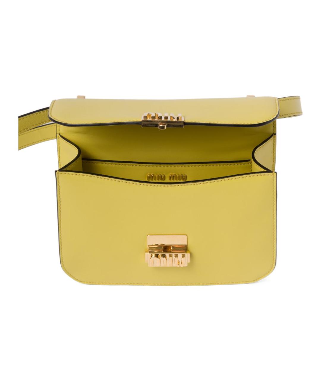 MIU MIU Желтая кожаная сумка через плечо, фото 4