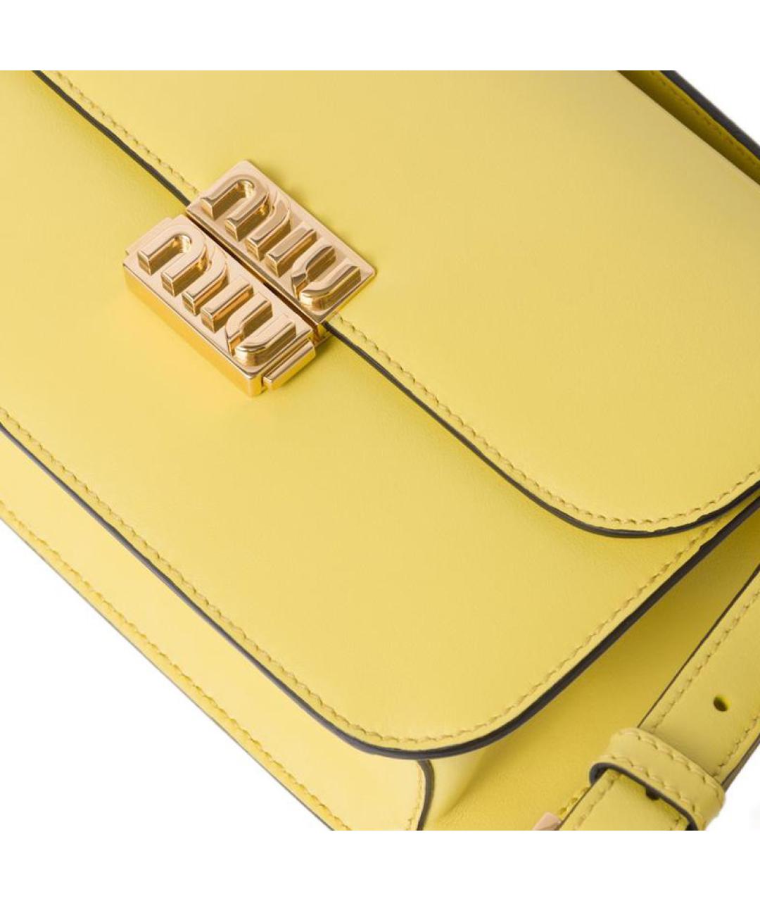 MIU MIU Желтая кожаная сумка через плечо, фото 5