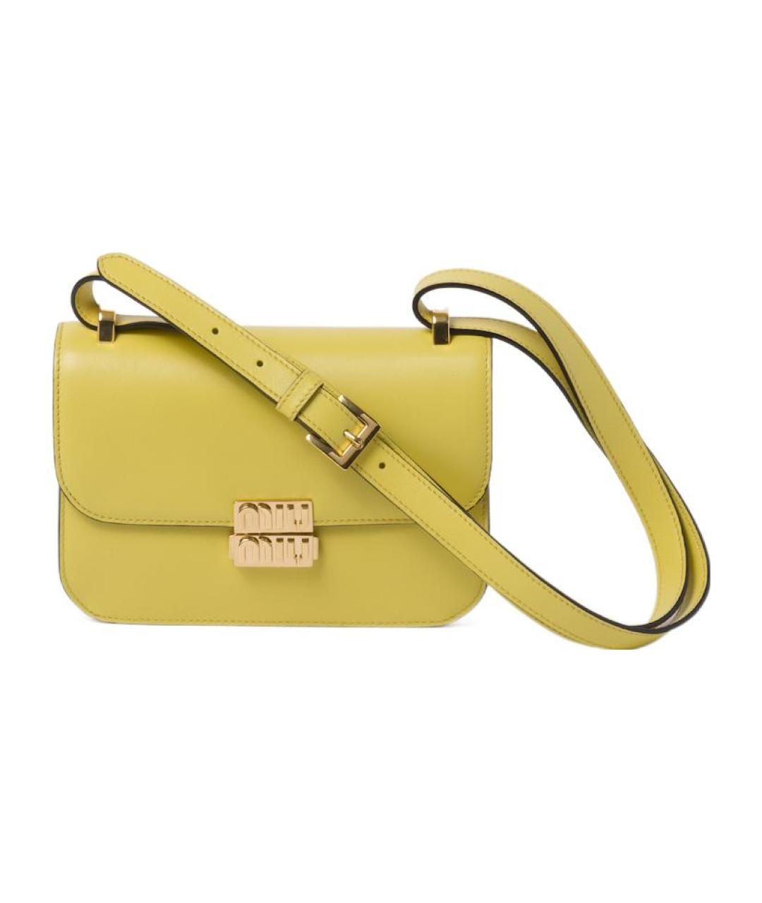 MIU MIU Желтая кожаная сумка через плечо, фото 1