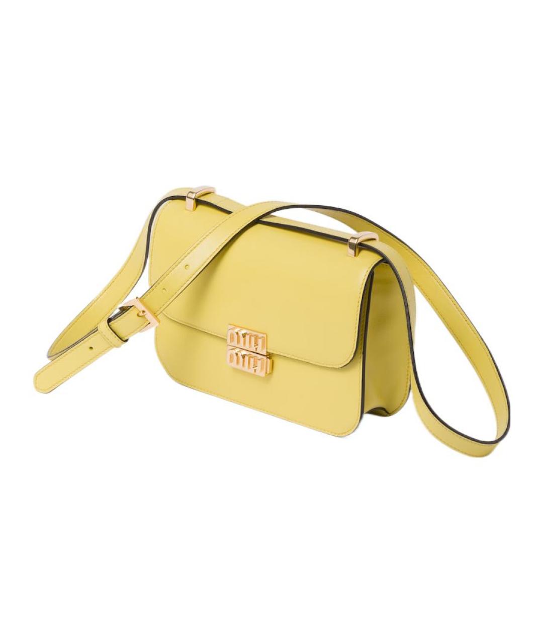 MIU MIU Желтая кожаная сумка через плечо, фото 2