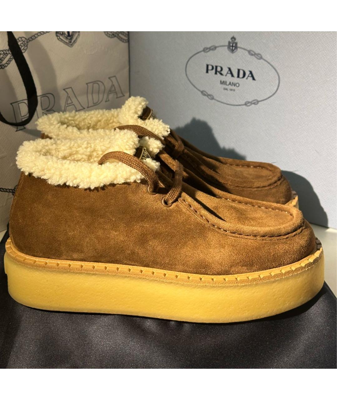 PRADA Коричневые замшевые лоферы, фото 5