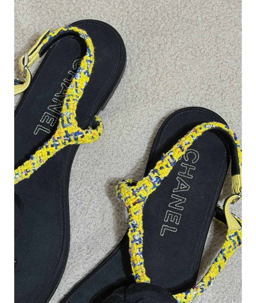CHANEL Черные текстильные сандалии, фото 3