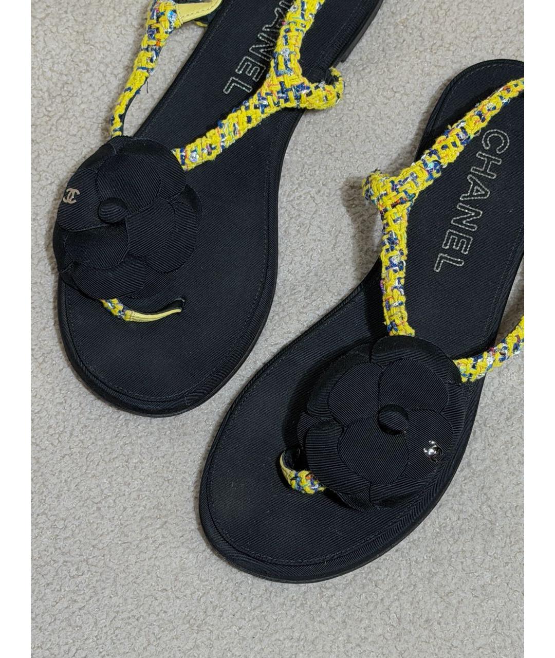 CHANEL Черные текстильные сандалии, фото 5