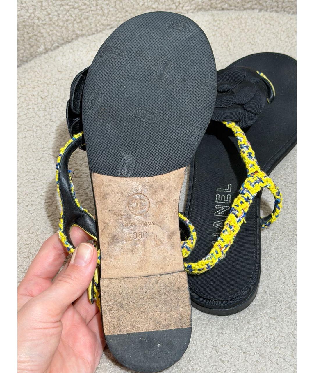 CHANEL Черные текстильные сандалии, фото 7