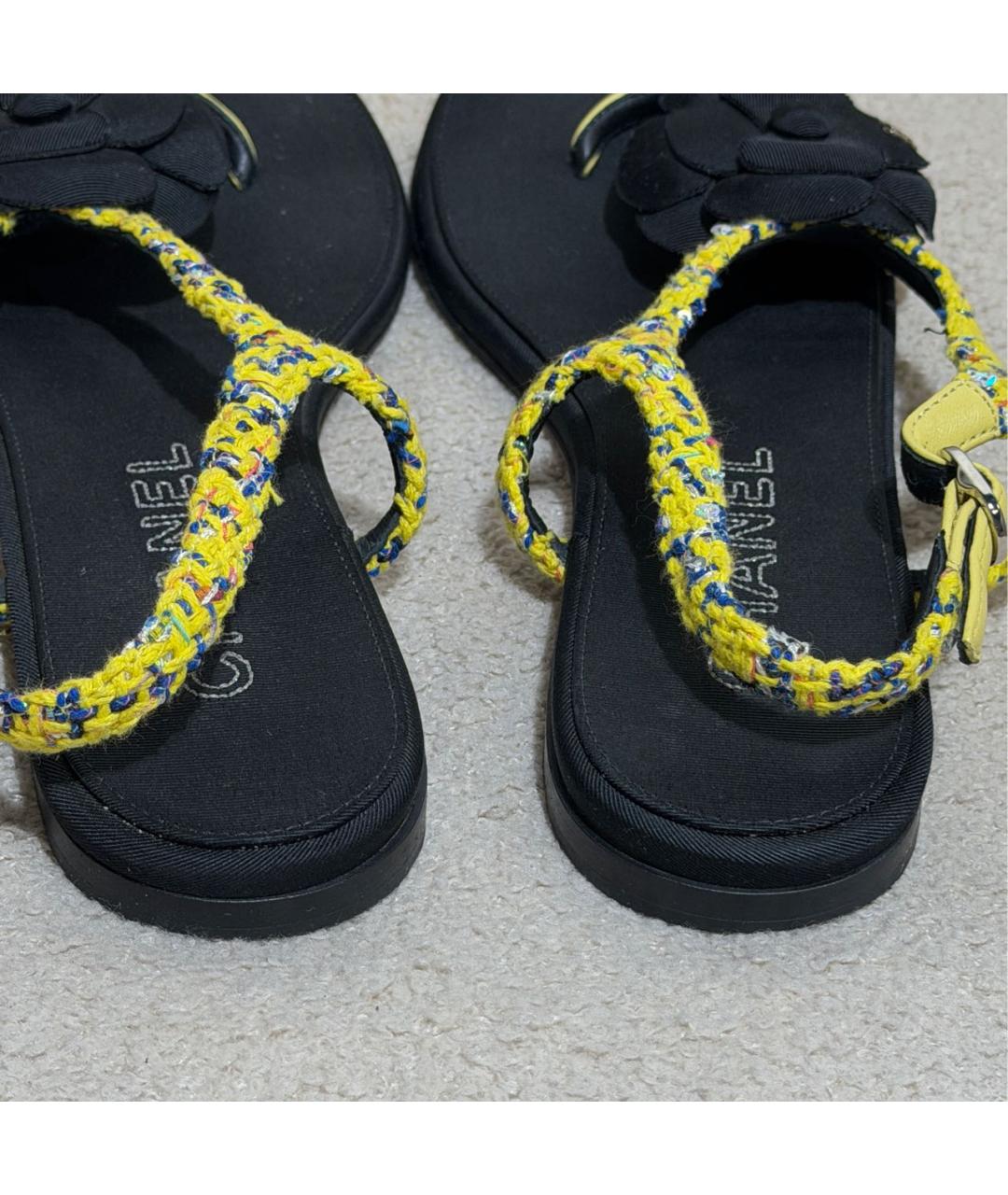 CHANEL Черные текстильные сандалии, фото 4