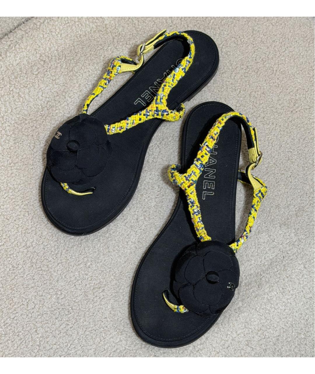 CHANEL Черные текстильные сандалии, фото 2