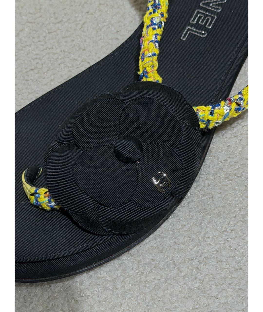 CHANEL Черные текстильные сандалии, фото 6