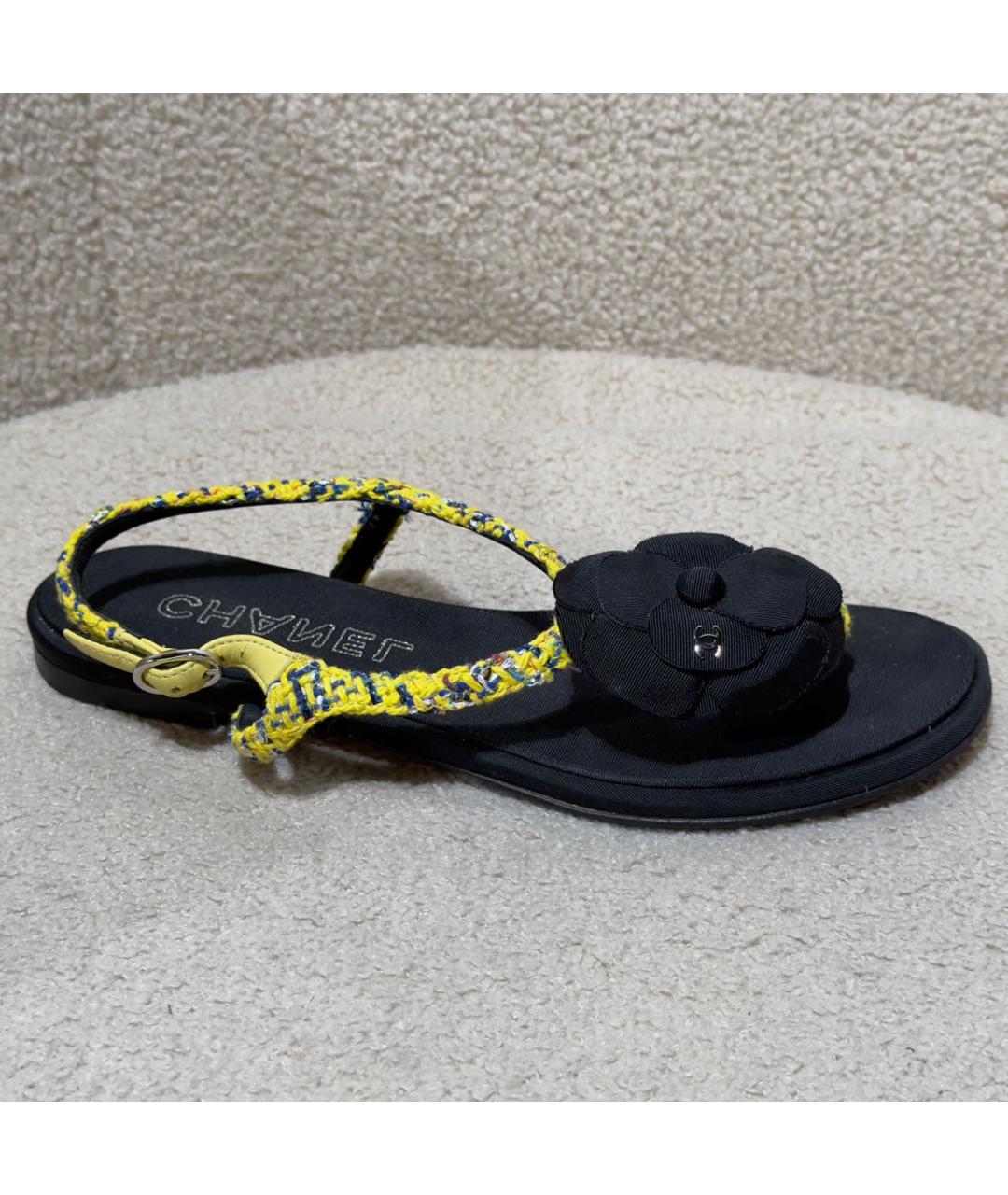 CHANEL Черные текстильные сандалии, фото 8