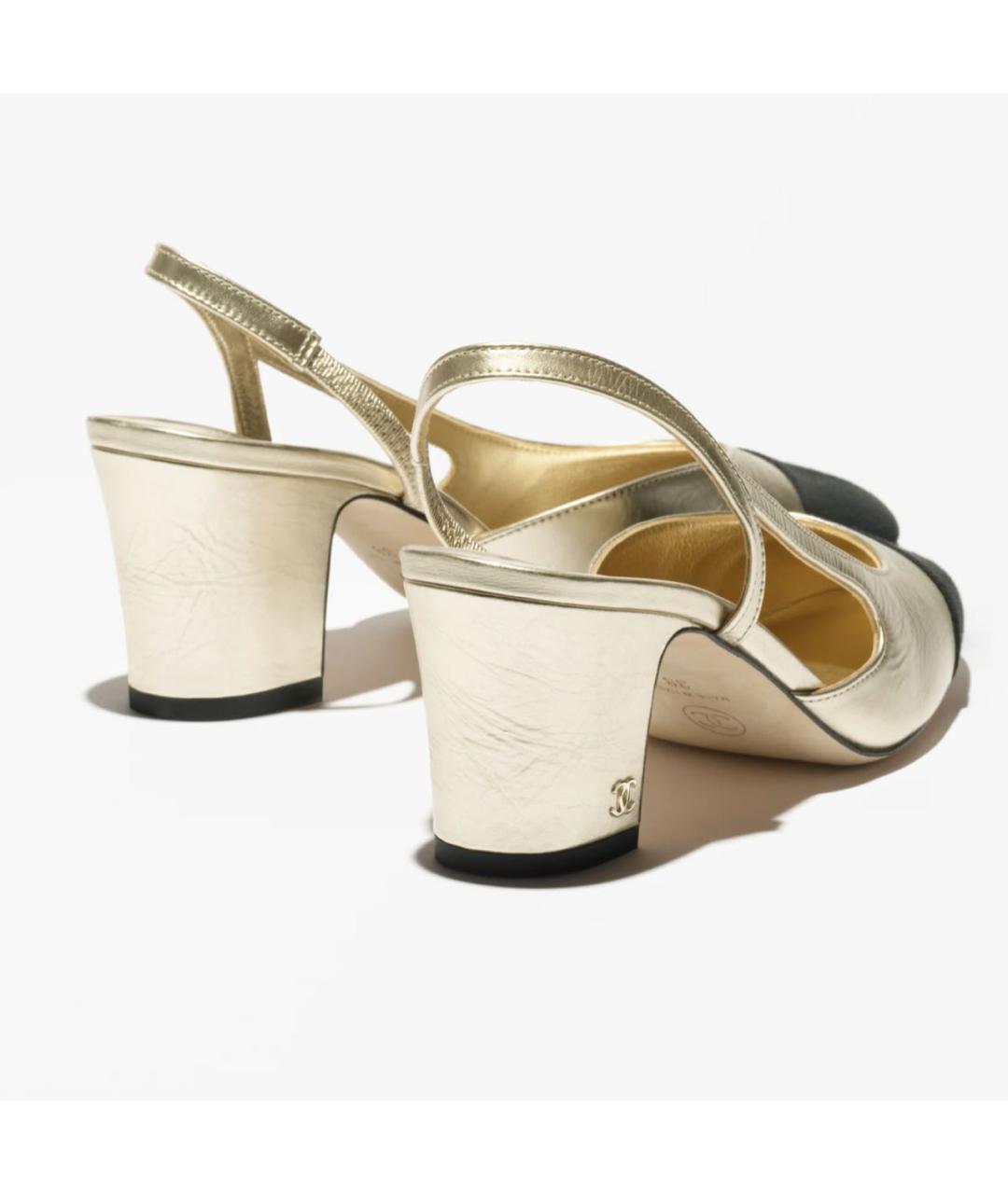 CHANEL Золотые кожаные туфли, фото 3