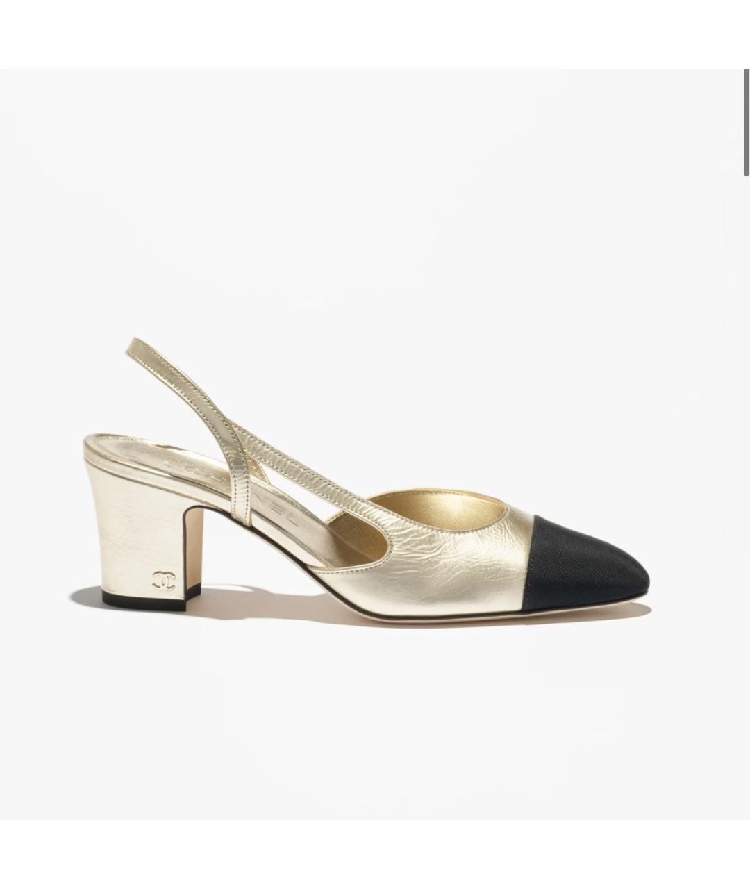 CHANEL Золотые кожаные туфли, фото 6