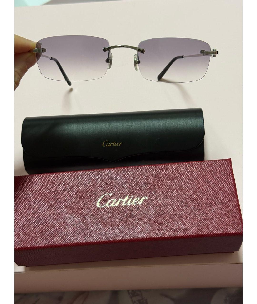 CARTIER Серебряные металлические солнцезащитные очки, фото 4