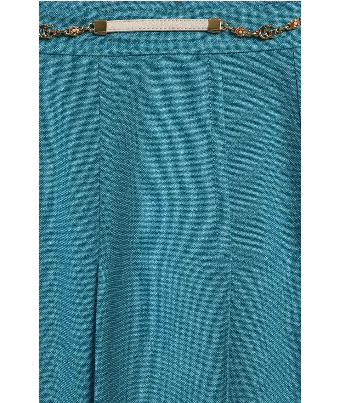 GUCCI Бирюзовая вискозная юбка миди, фото 3