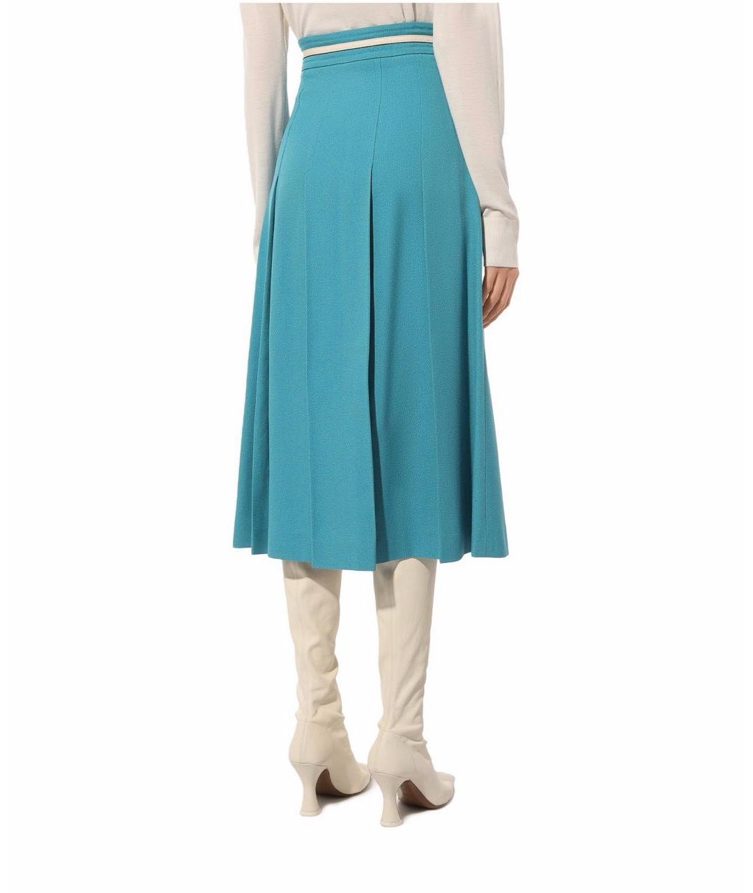 GUCCI Бирюзовая вискозная юбка миди, фото 7