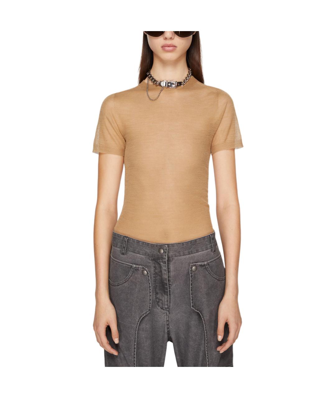 ACNE STUDIOS Коричневая футболка, фото 2