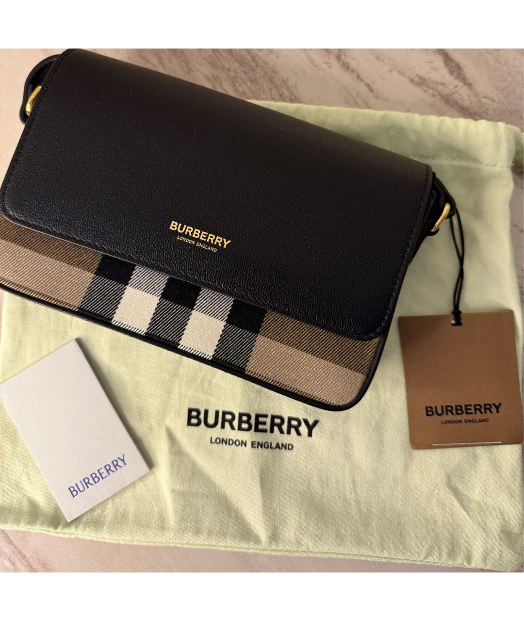 BURBERRY Черная кожаная сумка через плечо, фото 2