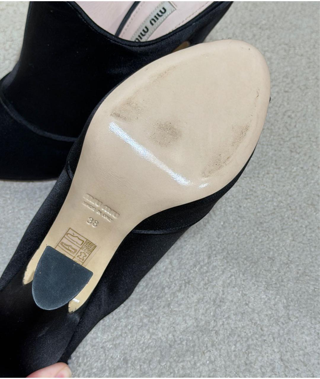 MIU MIU Черные текстильные мюли, фото 6