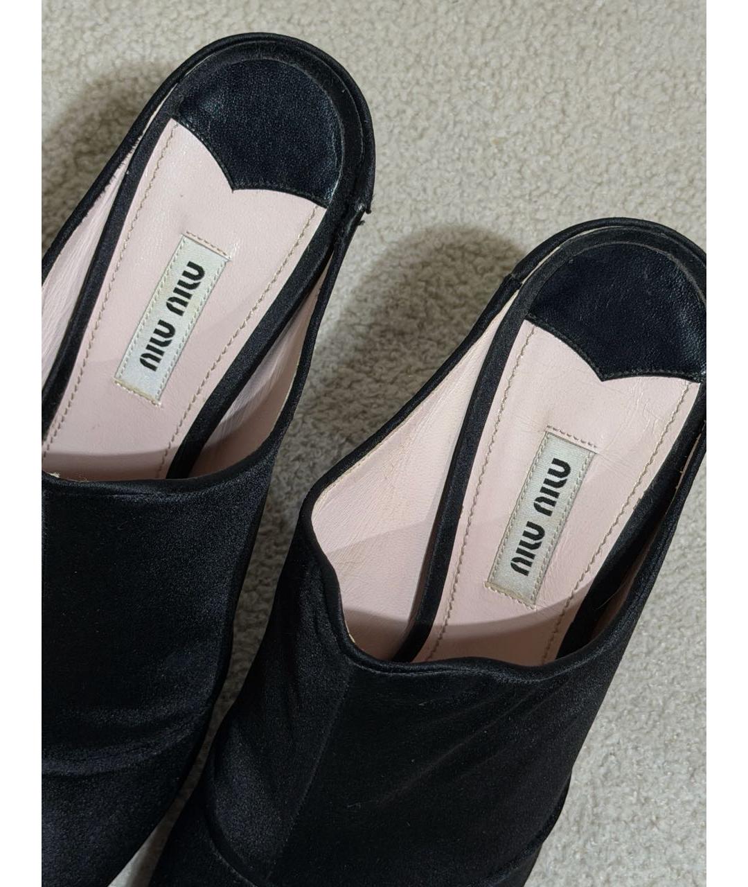 MIU MIU Черные текстильные мюли, фото 3