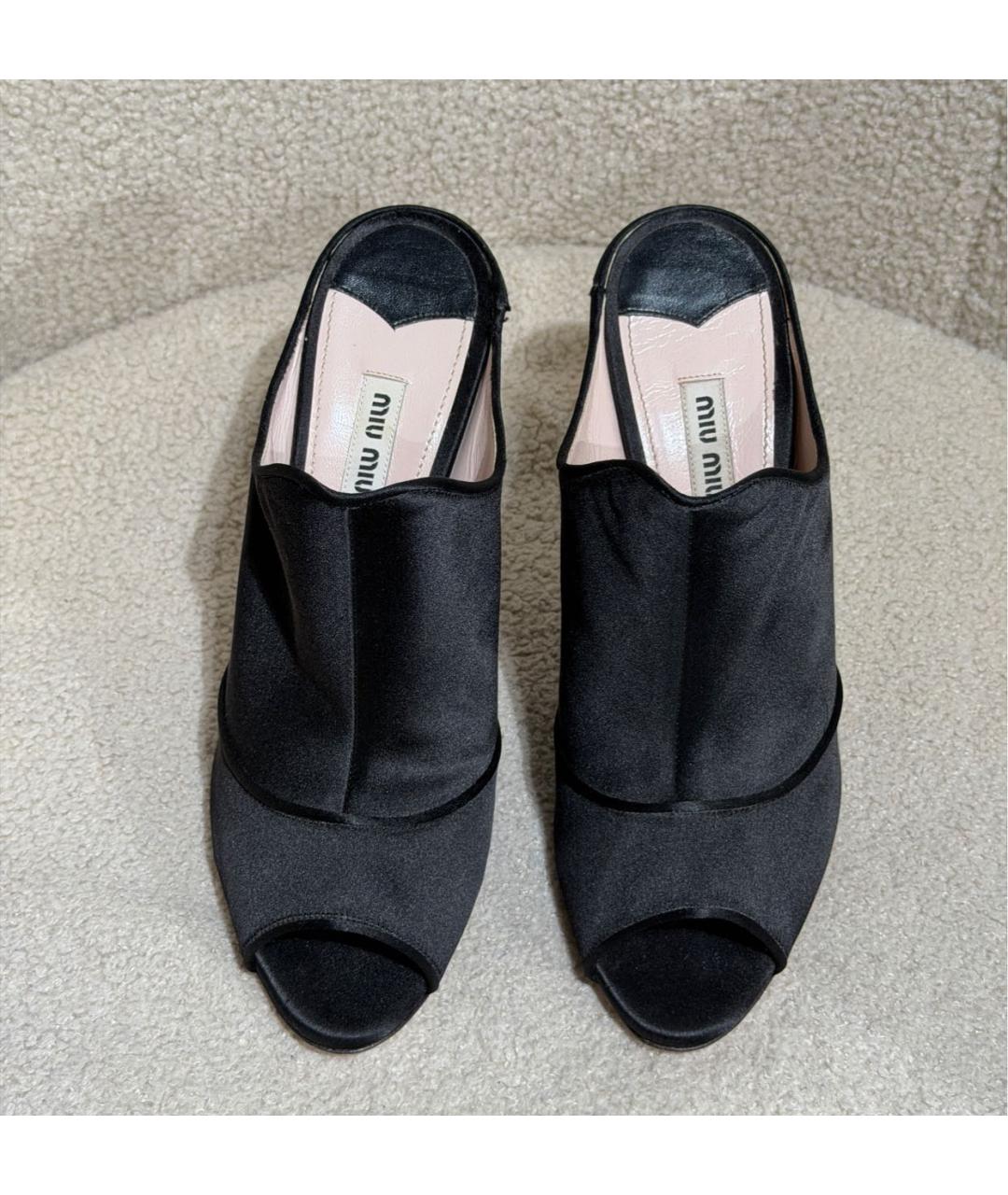 MIU MIU Черные текстильные мюли, фото 2