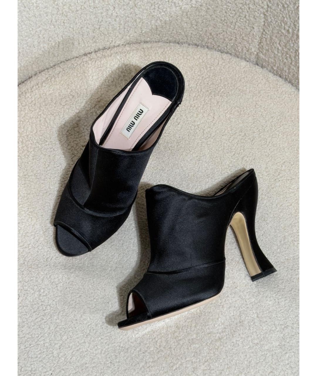 MIU MIU Черные текстильные мюли, фото 5