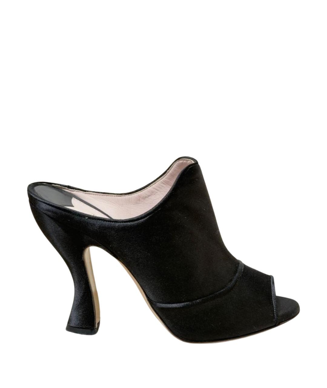 MIU MIU Черные текстильные мюли, фото 1